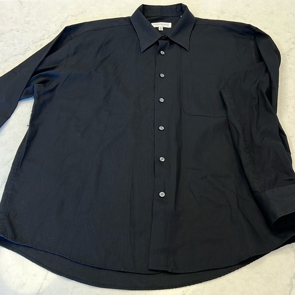 Yves Saint Laurent Black Collared Minimalist Classic Button Down‎ Size XL